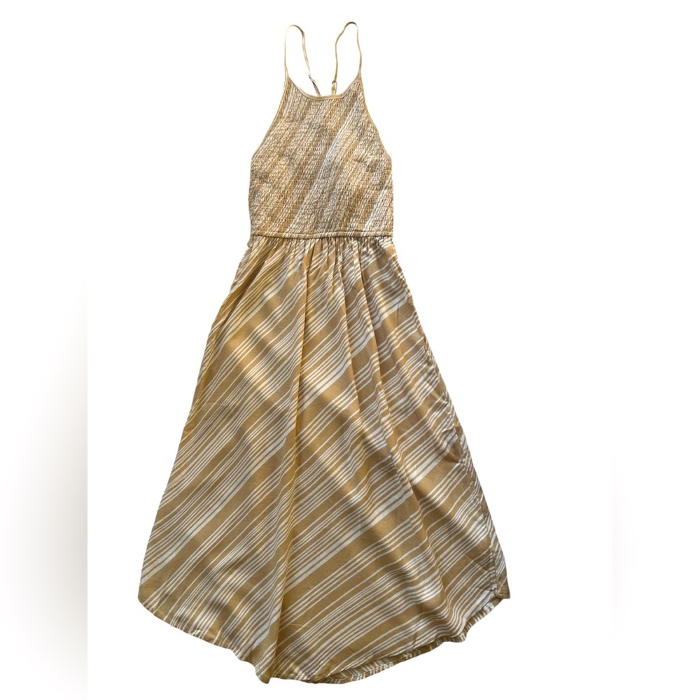 O'Neill Cream and Tan Sleeveless Halter Sundress